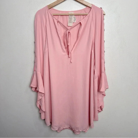 Free People Womens Small Georgine Mini Dress  Gossamer Pink - Picture 4 of 13